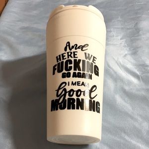 16oz white and black travel mug